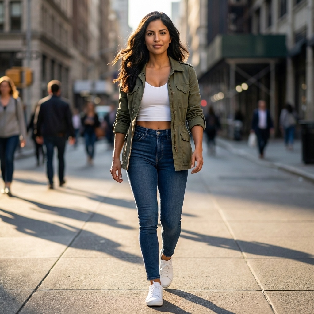 Chloe walking toward you